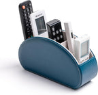 Remote Control Holders Organizer Box with 5 Compartment PU Leather Multi-functional Office Desk Storage Caddy Store Tv Remote for Media Player,Brush,Pencil,Glassees&Office Supplies (Peacock Blue)