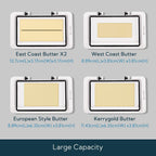 KITCHENDAO Airtight Flip-Top Butter Dish with Lid for Countertop and Refrigerator, Butter Keeper, Plastic Butter Holder Tray for 2 Sticks East Coast/West Coast/European Style/ Kerrygold Butter