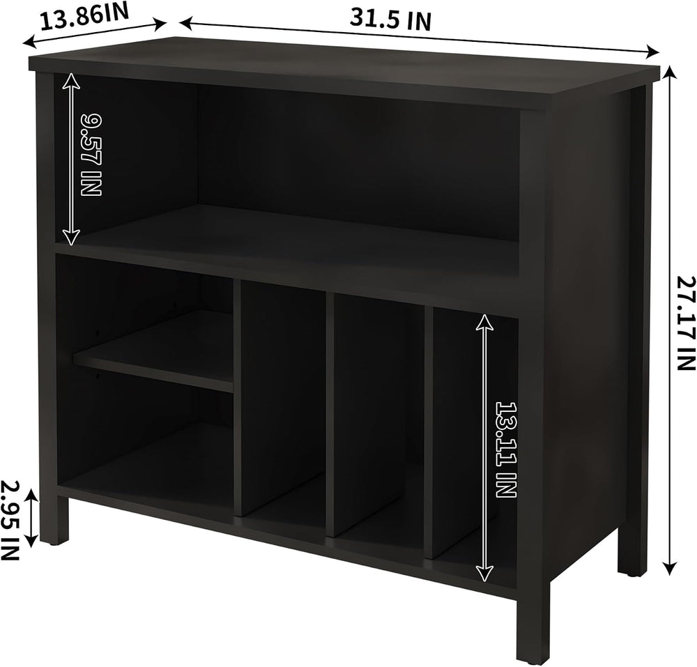 Record Player Stand, Turntable Stand with 4 Cabinet up to 220 Albums,Black | ...