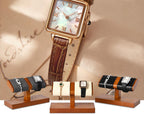 Oirlv Solid Wood Double Watch Display Stand Watch Bracelet Organizer（Grey）