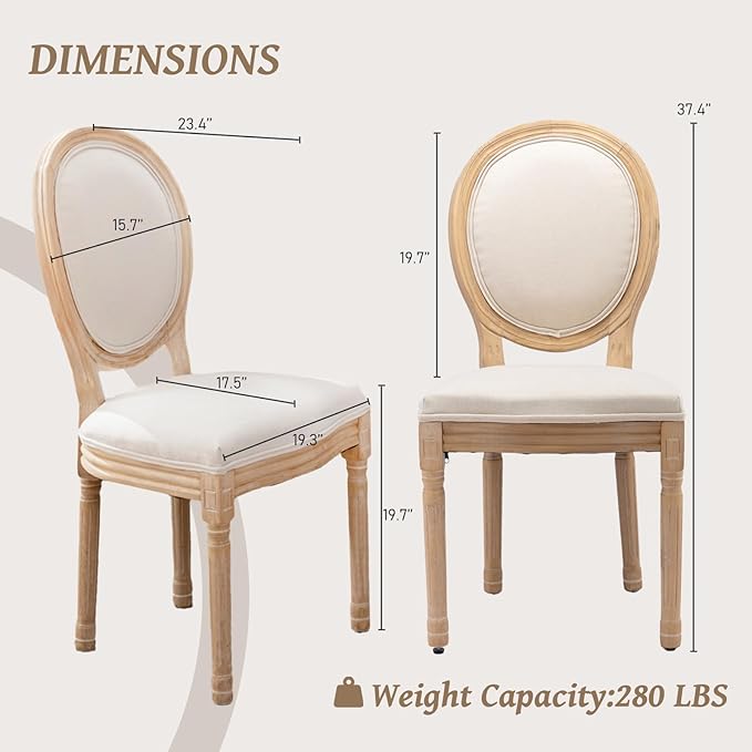 French Country Dining Chairs Set of 2,Farmhouse Upholstered Dining Room Chair...