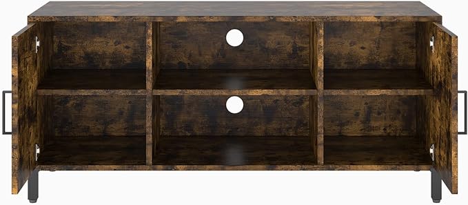 Novilla TV Stand for TV's up to 50 Inches, Modern Barn Door Entertainment Center TV Console, TV Table with Storage Bookcase Shelf for Living Room, 43 Inches, Brown