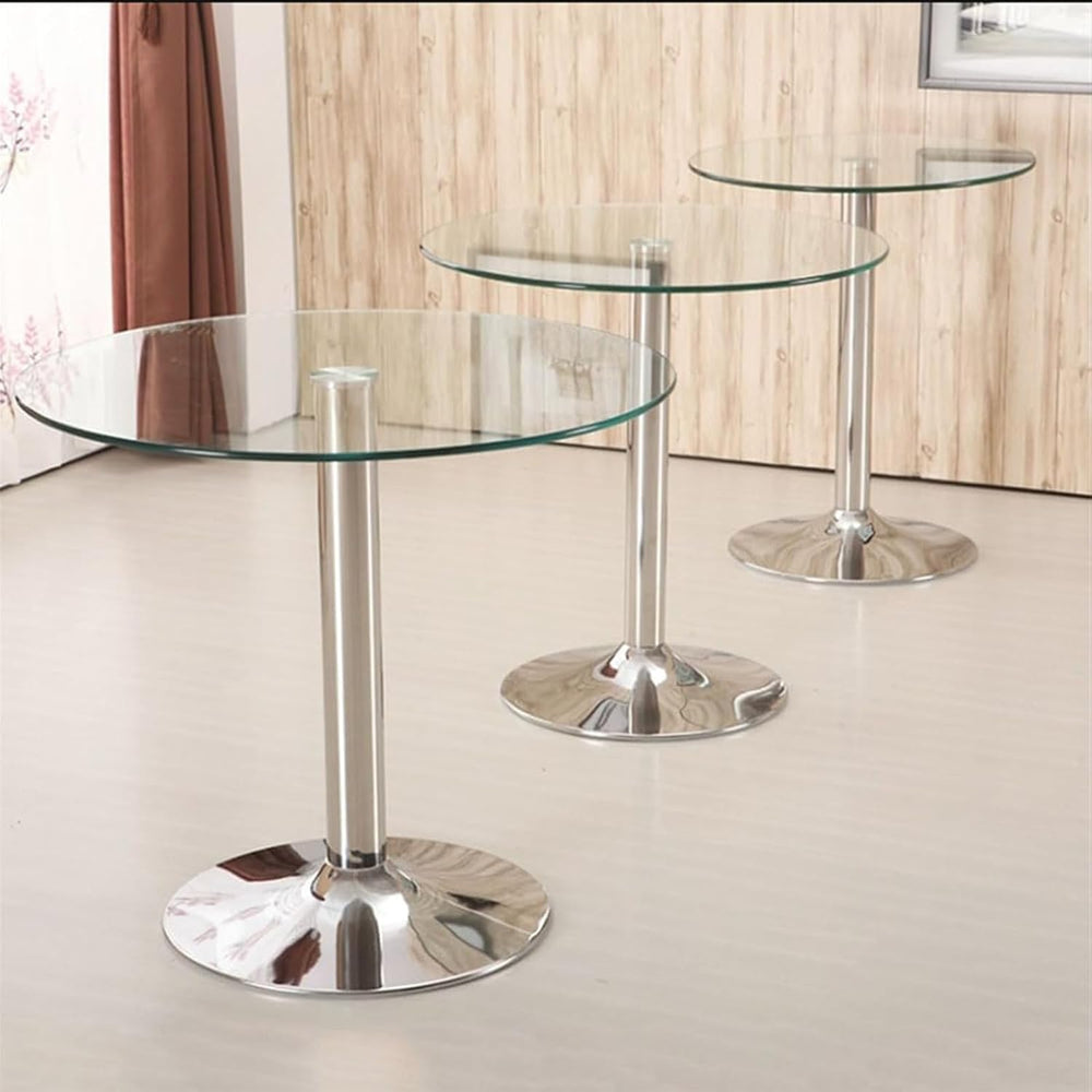 23.4" Round Glass Dining Table, Modern Circular, Sturdy Base and Perfect...