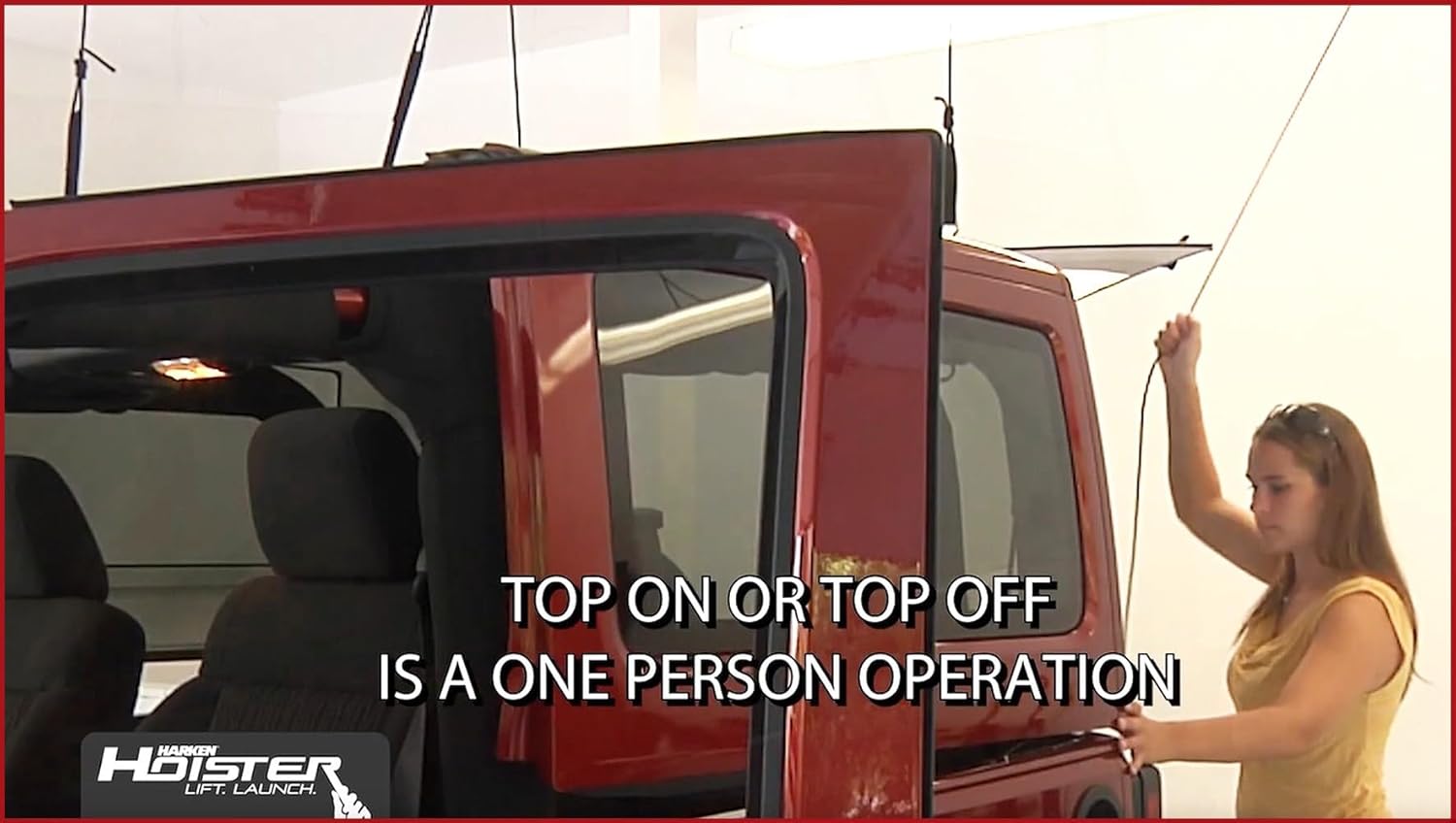 HARKEN - Truck Cap Overhead Garage Storage Hoist, Self-Leveling, Safe Anti-Drop System, Easy One-Person Operation, Smart Garage Organization - 7806