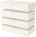 Yawinhe Foldable Underbed Storage Bags, Containers Bin with Lids, Large Under Bed Organizer Box, with Sturdy Zipper und Label Holders, for Clothing, 31.5''Lx15.7''Wx6''H, 4 Pack, Beige