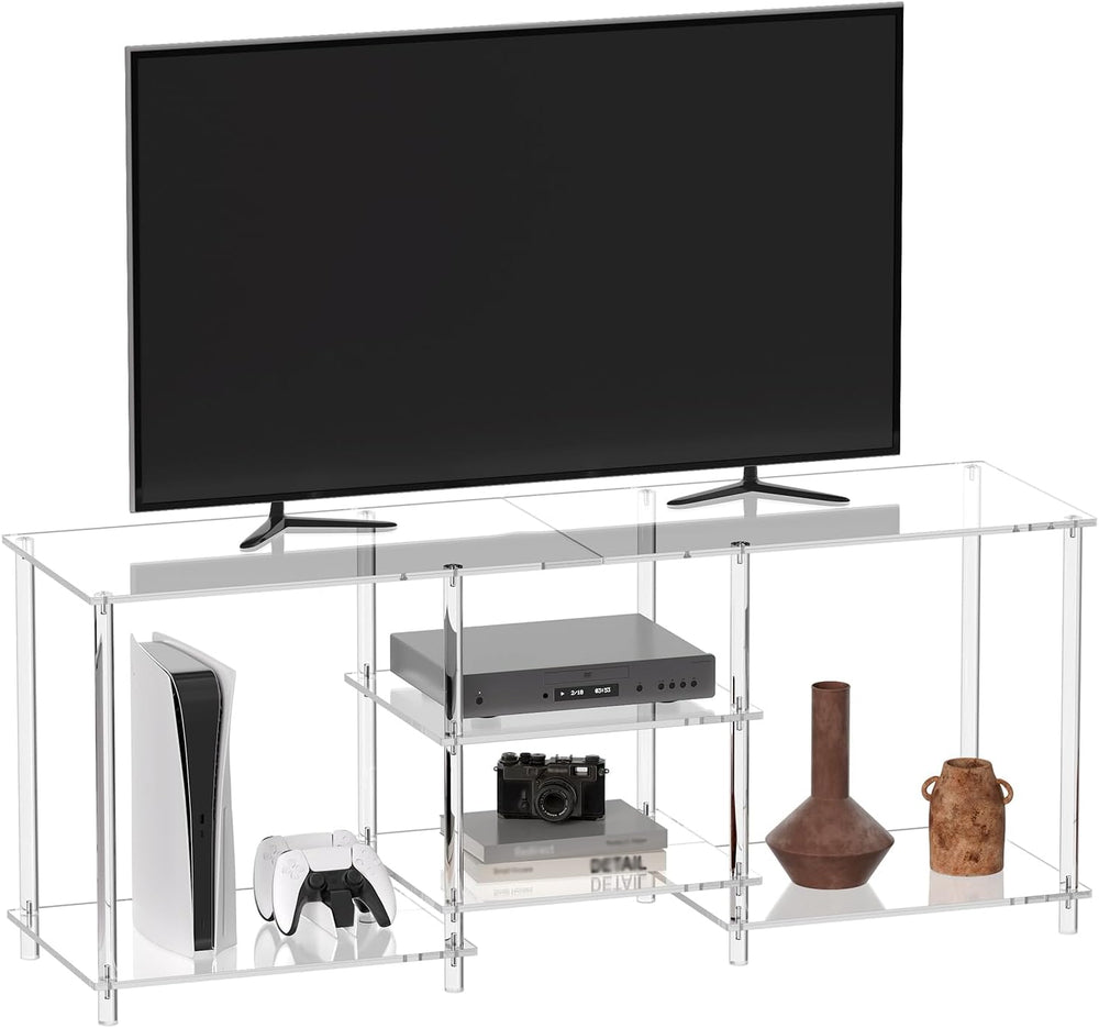 Eglaf Acrylic 55 Inch TV Stand, 3-Tier Entertainment Center, Up to 60 Inch | ...