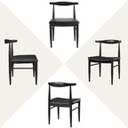 Yaheetech Dining Chairs Set of 6 Mid Century Modern Leather Dining Room Chairs with Armless Backrest & Metal Legs for Kitchen, Living Room, Black