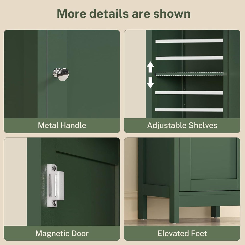 67" Tall Bathroom Cabinet with Adjustable Shelves and Doors, Narrow Bath...