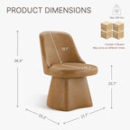 Swivel Dining Chairs Set of 4, Upholstered Mid Century Modern Deskchair with High Back, Faux Leather Kitchen Chairs for Dining Room, Bedroom, Dressing Room, Brown