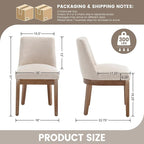 Modern Dining Chairs Set of 6, Comfortable Dining Room Chairs with Back, Linen Fabric Upholstered Kitchen Side Chairs with Wood Legs for Living Room, Beige