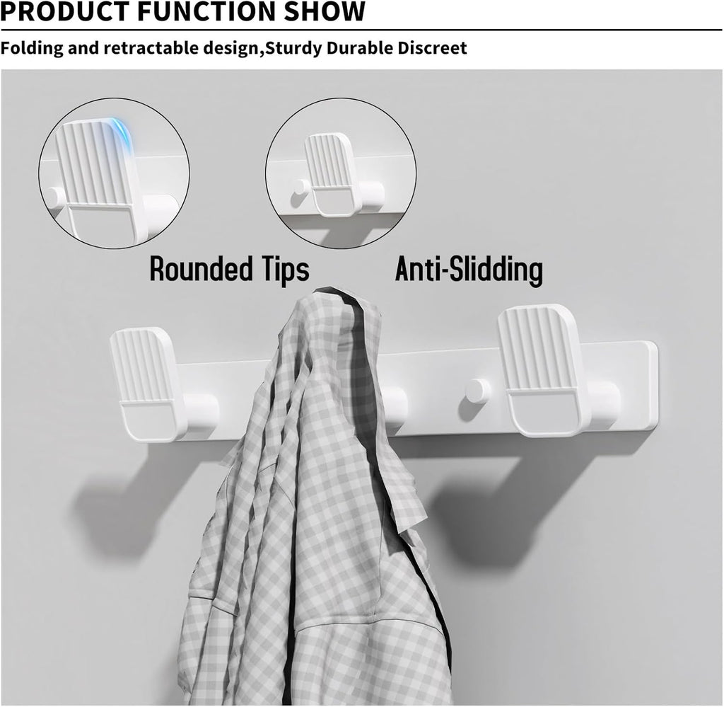 Coat Rack Wall Mount Coat Hooks - White Hook Rack with 3 Hooks Aluminum Wall Rack Hooks for Hanging Coat Hat Bag Towel Hanger Rustproof Coat Holder