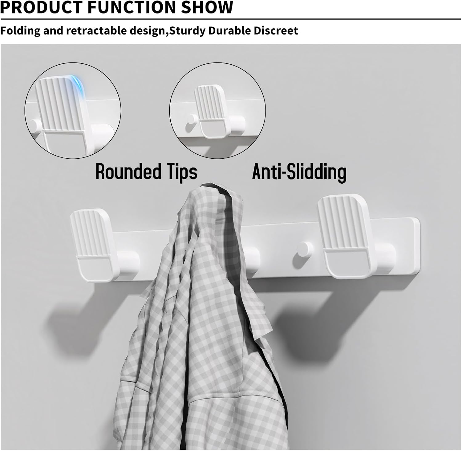 Coat Rack Wall Mount Coat Hooks - White Hook Rack with 3 Hooks Aluminum Wall Rack Hooks for Hanging Coat Hat Bag Towel Hanger Rustproof Coat Holder
