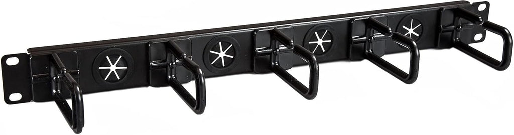 StarTech.com 1U 19" Cable Management Organizer - D Ring Hook Network/Server Rack Cord Manager - Data Center Horizontal Wire Panel with Passthrough Holes w/Mounting HW - EIA/ECA-310-E (CABLMANAGERH)
