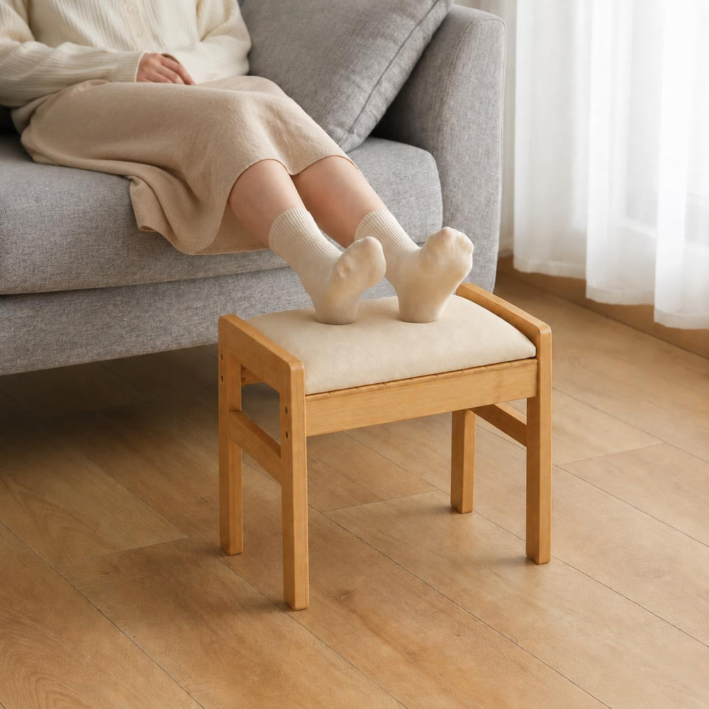 BAMBOOHOMIE Foot Stool Ottoman, Modern Vanity Stool Chair for Makeup with Rem...