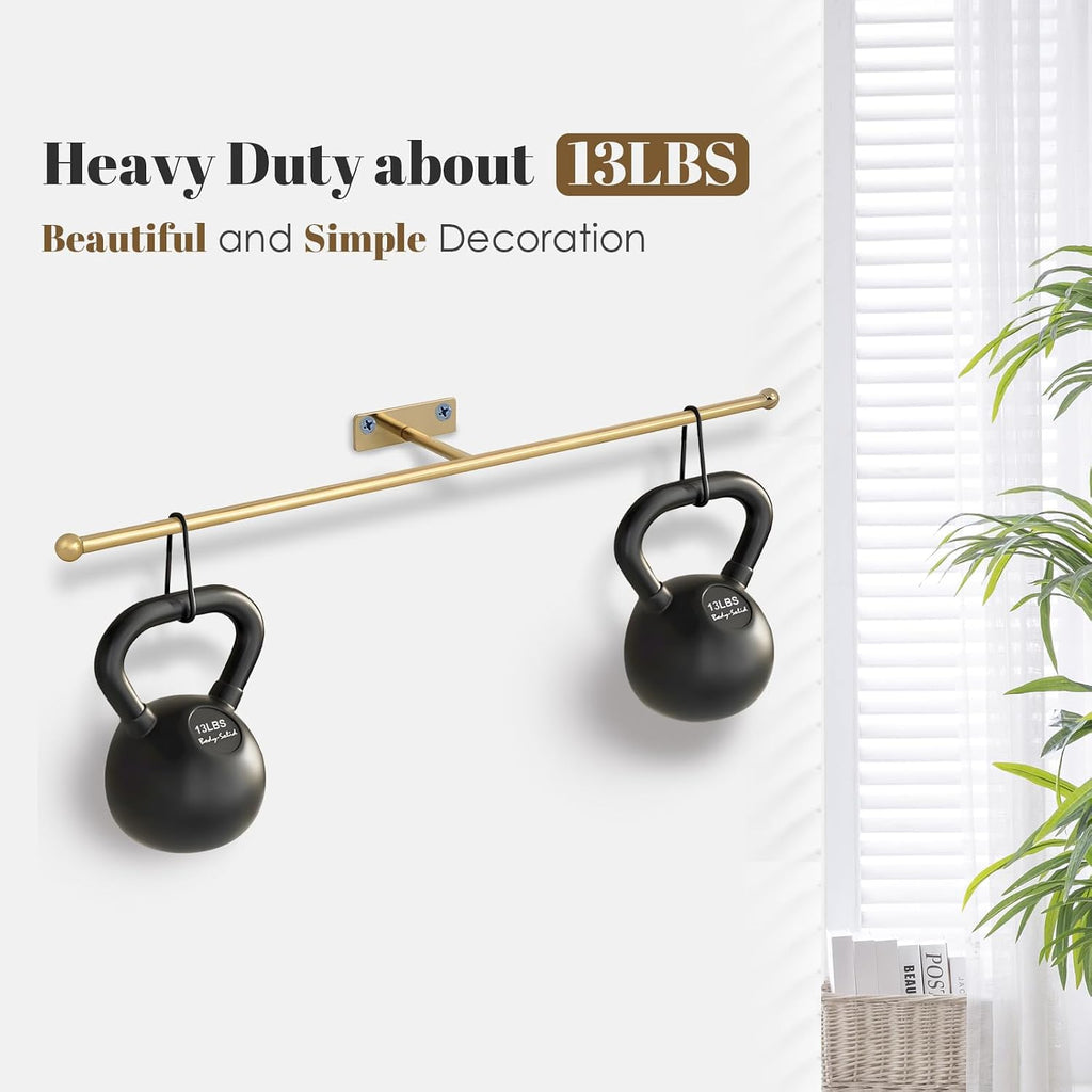 2-Pack Wall Hanging Jewelry Organizer, 14.5" Necklace Holder, Gold | For earrings, rings, bracelets, hairbands, glasses, space saving wall display, screws included