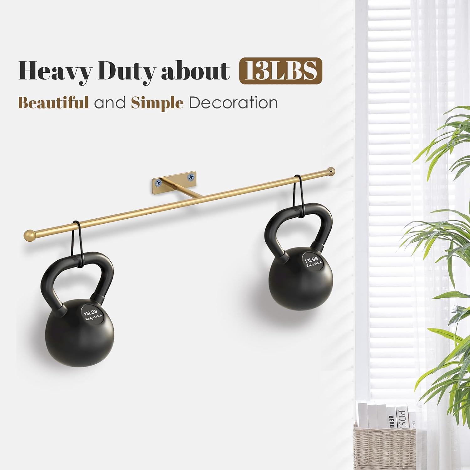 2-Pack Wall Hanging Jewelry Organizer, 14.5" Necklace Holder, Gold | For earrings, rings, bracelets, hairbands, glasses, space saving wall display, screws included