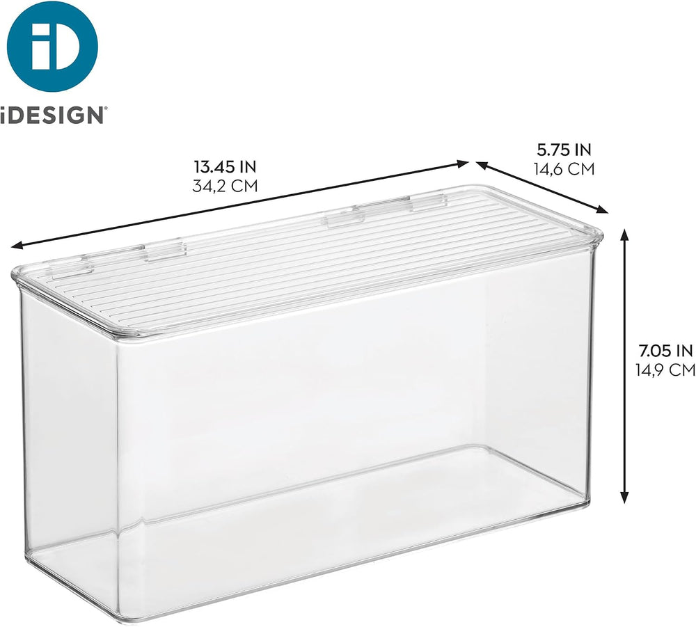 iDesign Plastic Stackable Hinged-Lid Storage Box - Set of 4 - Clear | Pantry ...
