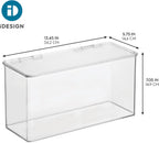 iDesign Plastic Stackable Hinged-Lid Storage Box - Set of 4 - Clear | Pantry or Kitchen Use