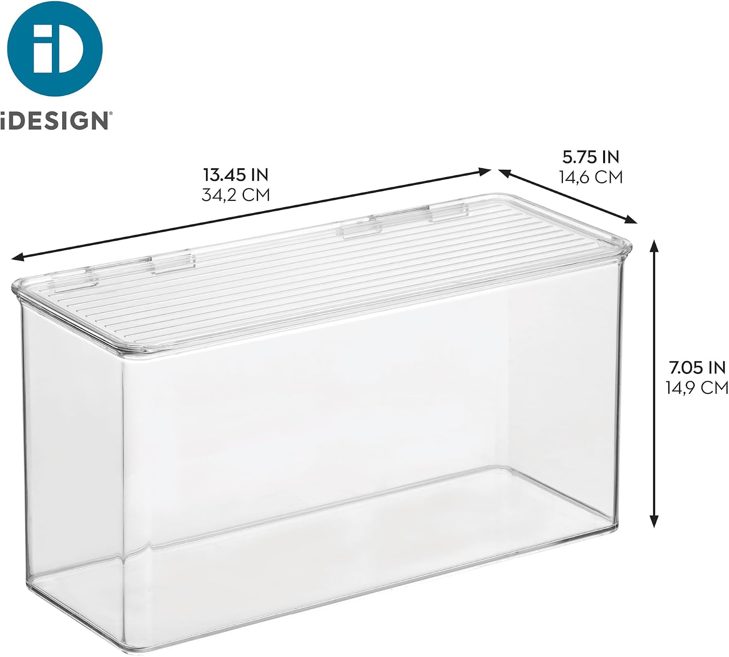 iDesign Plastic Stackable Hinged-Lid Storage Box - Set of 4 - Clear | Pantry or Kitchen Use