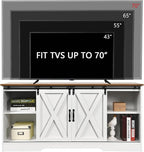 4 EVER WINNER TV Stand for 65 Inch TV for Living Room, Modern Farmhouse Barn Door TV Stand with Storage Cabinets and Adjustable Shelves for Bedroom, Media Entertainment Center TV Console Table, White