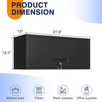 Yizosh Metal Garage Cabinet with Doors, Wall Mounted Storage Cabinet, Floating Tool Cabinet for Basement, Kitchen, Warehouse (Black, 13.7" H)