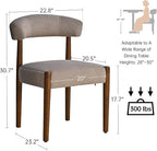 VKNOW Wooden Dining Chairs Set of 2, Modern Upholstered Dining Room Chairs with Walnut Wood Legs and Curved Backrest, Fabric Kitchen Chairs for Farmhouse/Living Room/Dining Room, Brown