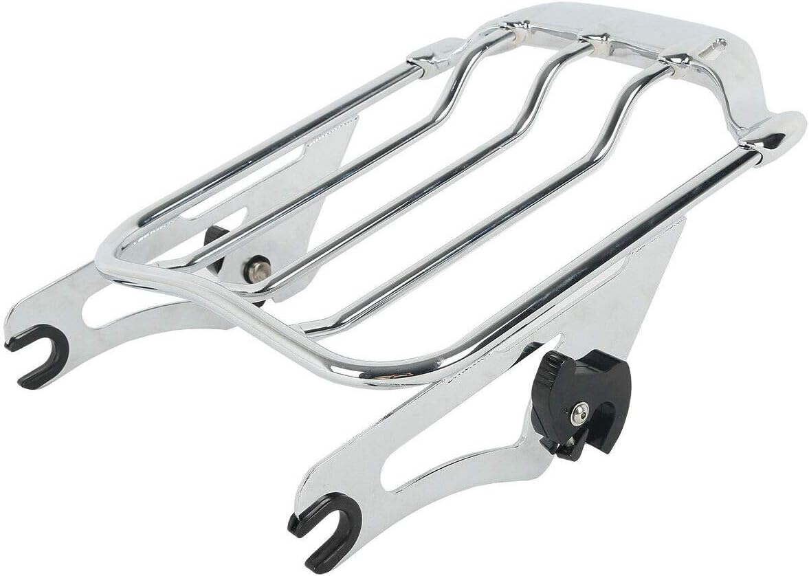 XFMT Motorcycle Chrome Detachable Two-Up Luggage Rack for Air Wing Harley Touring Road King Street Glide Road Glide Electra Glide 2009-Later