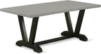 East West Furniture V697MZ650-9 9 Piece Kitchen Table Set Includes a Rectangle Dining Table with V-Legs and 8 Dark Gotham Grey Linen Fabric Parson Dining Chairs, 40x72 Inch, Multi-Color