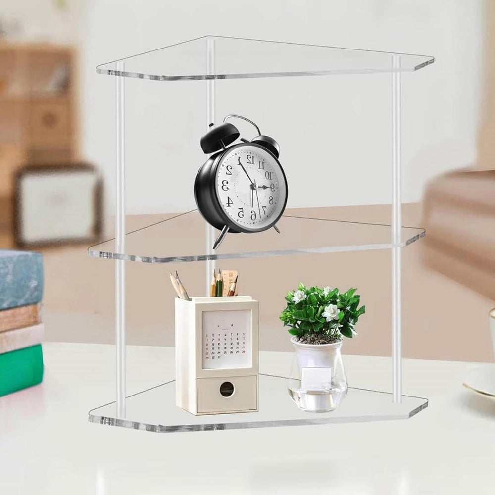 Acrylic Side Table, 3 Tier Corner Shelf Stand End Table Corner Display Rack S...