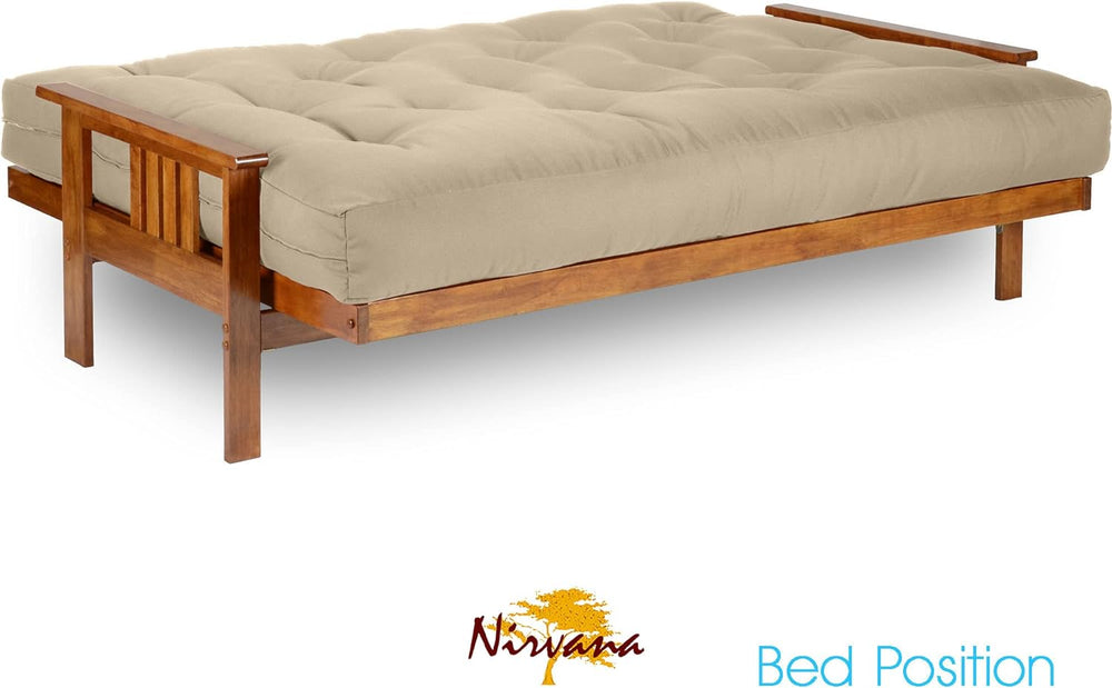 Stanford Futon Set - Full Size, Frame, 8" Twill Khaki Mattress