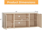 LEYAOYAO Rattan TV Stands for Living Room, Boho TV Cabinet with Storage and Open Shelf, Rustic Wood Entertainment Center, Media Console for 50-65 Inch TV, Light Wood