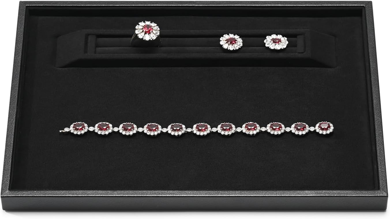 Oirlv Black Velvet Jewelry Display Tray 9.84"x7.09" | Black Velvet Tray, Soft Plush Surface, Elegant Black Finish, Perfect for Jewelry Display and Organization