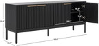 SAFAVIEH Lylia TV Stand for up to 65" Flatscreen – Black, 4 Doors with Interior Storage, Entertainment Media Console Cabinet (MED9623B)
