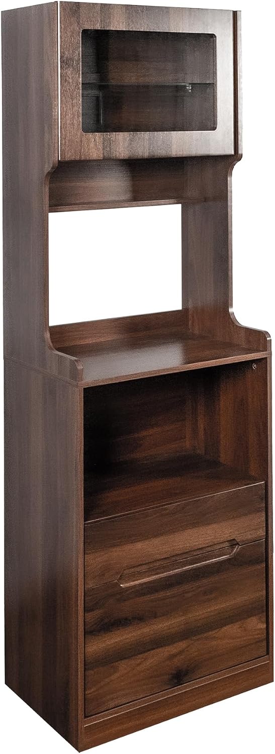 Kitchen Pantry Hutch Cabinet, Farmhouse Kitchen Hutch Buffet Cabinet with 2 D...