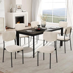 Modern Dining Chairs Set of 4, Stackable Upholstered Dining Room Chairs, Kitchen Chairs w/Soft Velvet Backrest & Sturdy Metal Legs for Living Room, Restaurant, Cream Beige