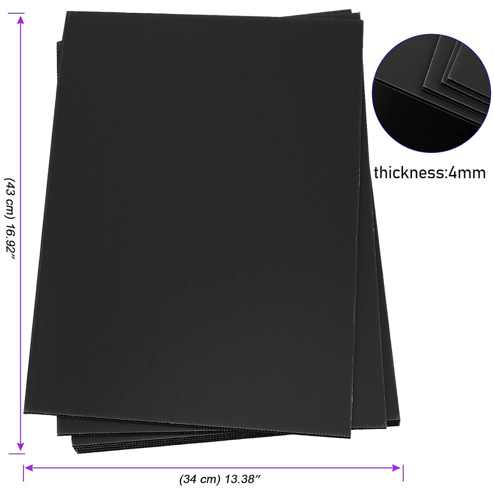 JOIKIT 24 Pack 13 x 17 Inch Black Corrugated Plastic Sheets, Waterproof Corru...