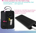 WK IEASON Hair Flat Iron Case Holder Canvas Bag Heat Resistant Curling Iron Straightener Holder Bag for Hair Tools Curling Iron Organizer Bag (Floral print-Fabric bag)
