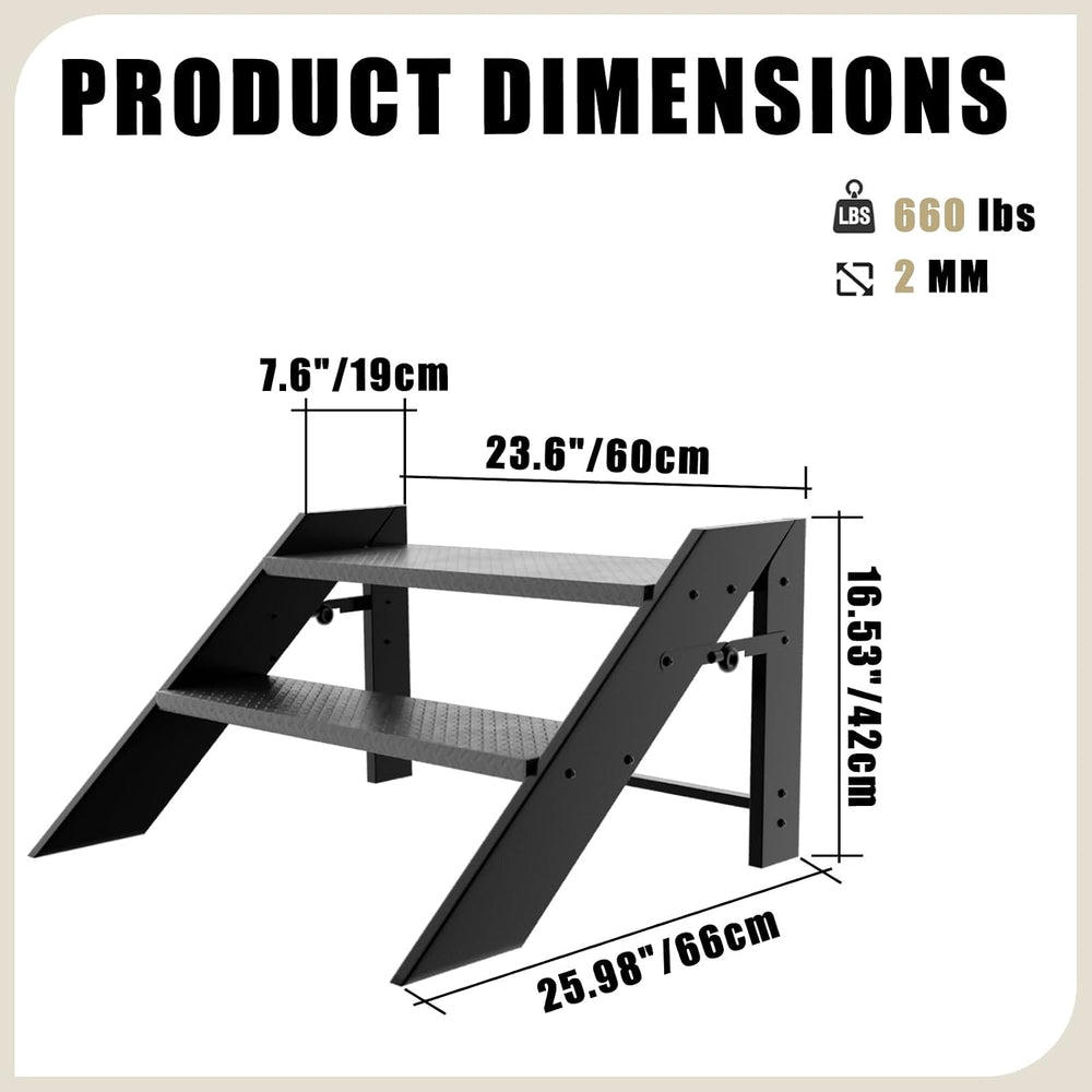 Step Ladder, Foldable Step Stool, 2 Step Folding RV Steps, Camper Steps Outdo...