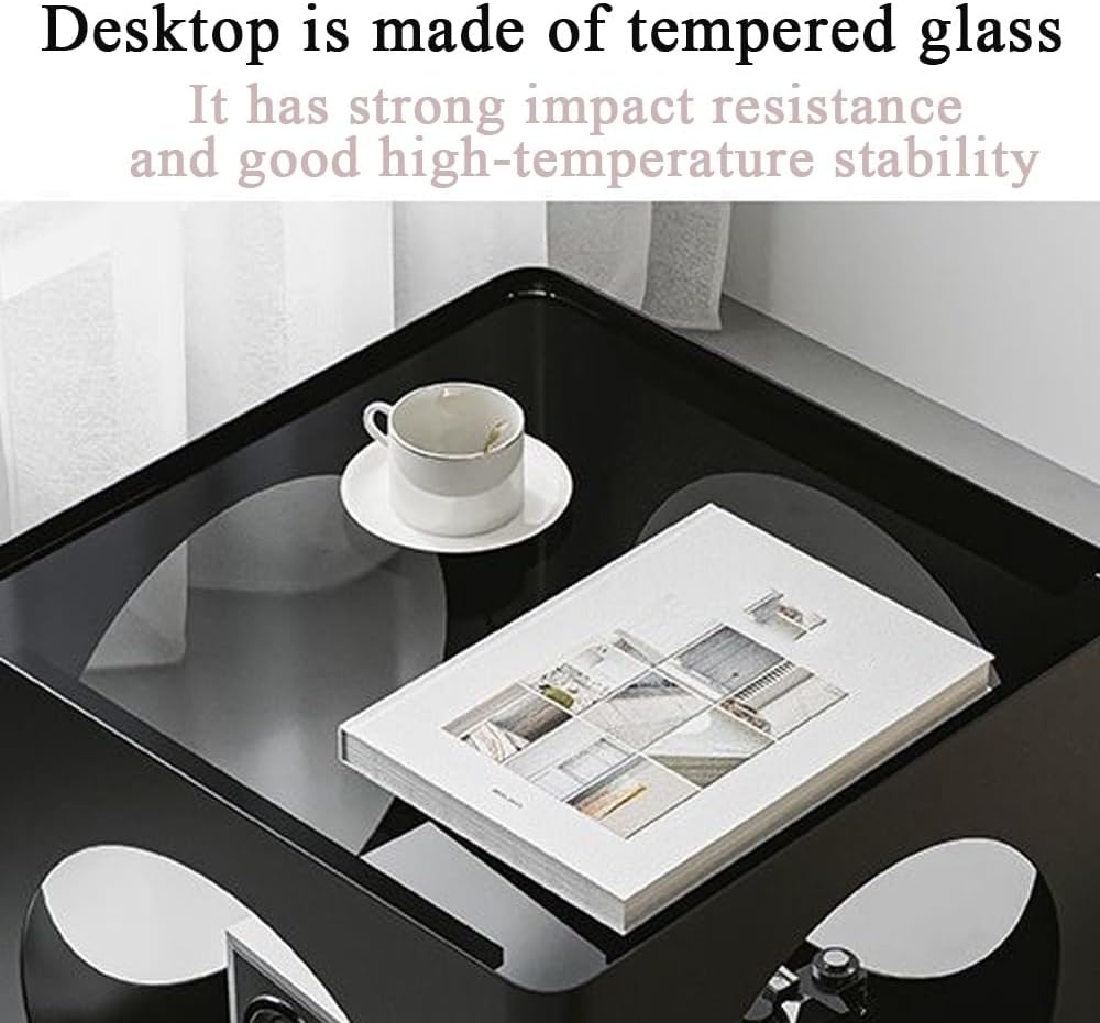 Rolling Side Table with Storage, Metal Frame Square Coffee Table, Mobile Nigh...