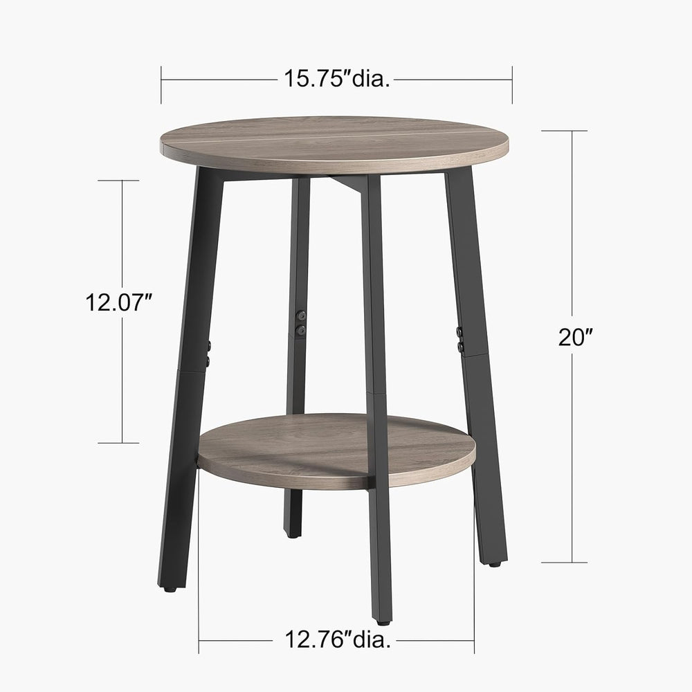 sthmec Side Table Set of 2, Small Round End Table with Storage Shelf for Smal...