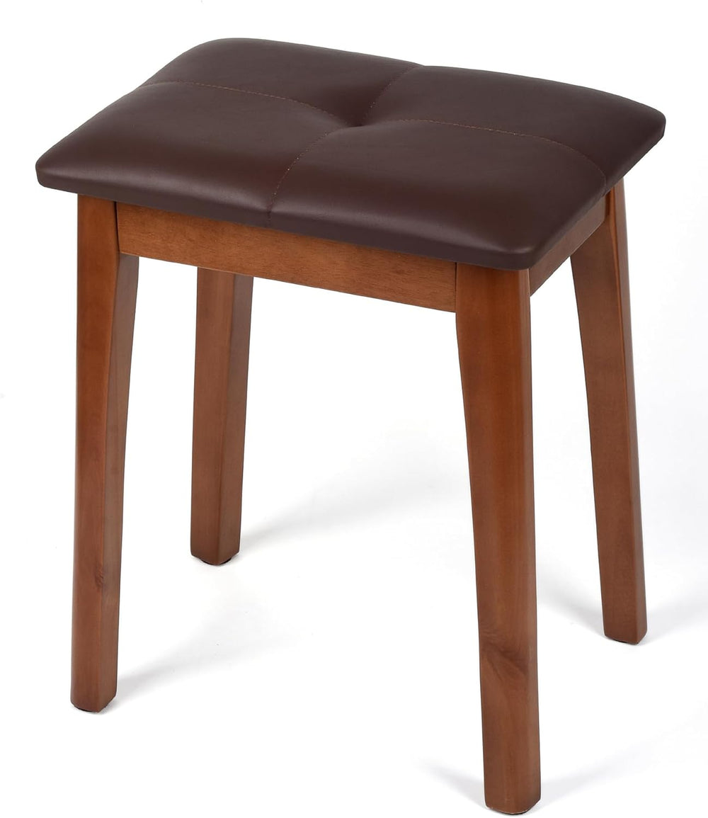 Solid Wood Vanity Stool with Cushion, 11" D x 15" W x 18" H - ...