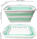 SAMMART 42L (11 gallon) Collapsible Plastic Laundry Basket - Foldable Pop Up Storage Container/Organizer - Space Saving Hamper/Basket (1, White/Light Green)