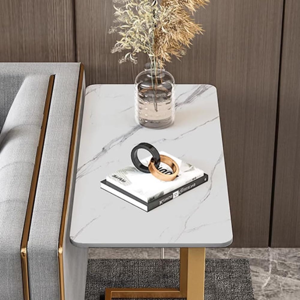 Sintered Stone End Tables C Shaped Couch Table Narrow Snack Table Living Room...
