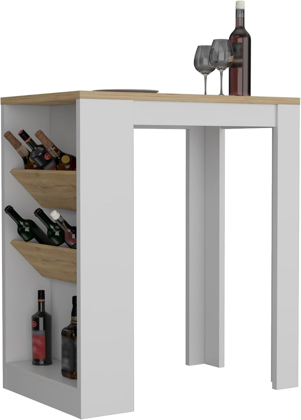 Multicolor Kitchen Island with Shelves and Tabletop | Includes two side shelv...