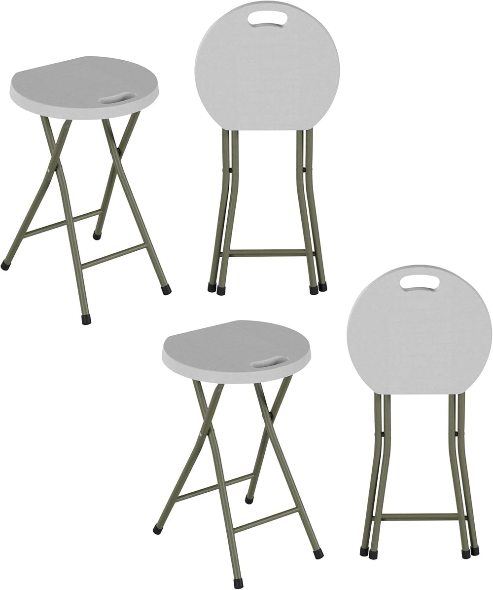 Lavish Home Portable Folding Stools with Backless Seat Set of 4, White, 18”