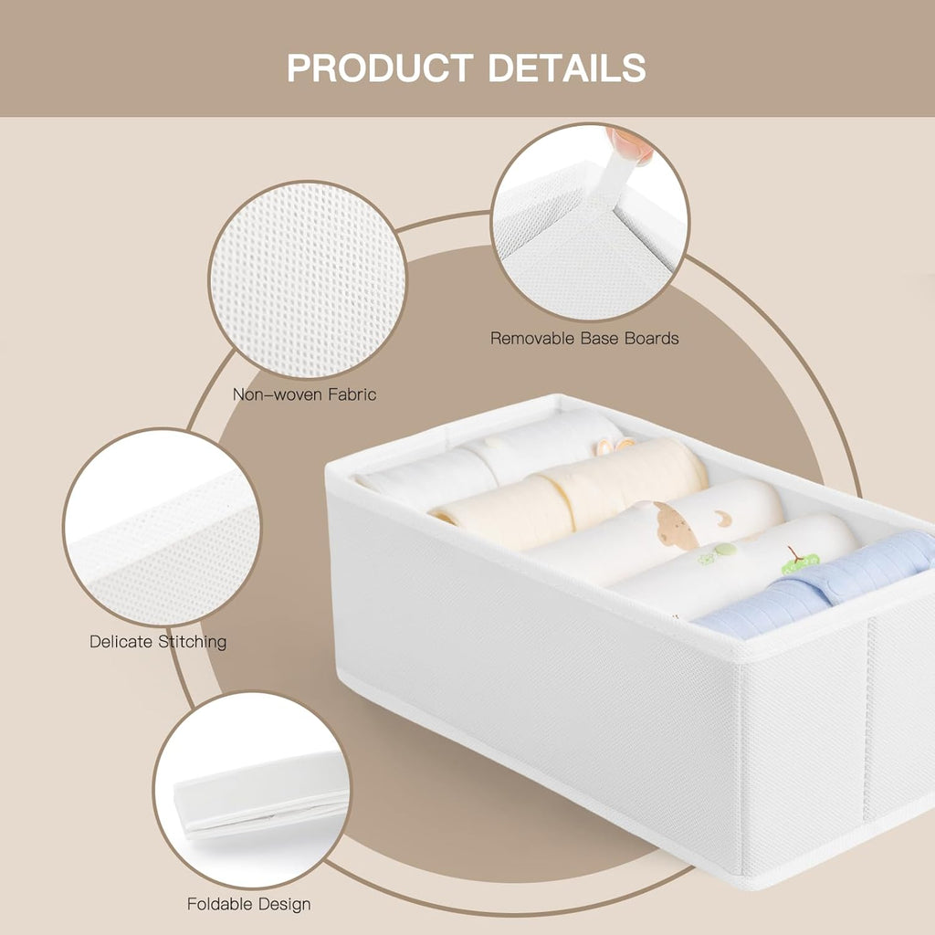 Criusia Drawer Organizer Clothes, 10 Pack Dresser Organizer for Baby Clothes, Underwear, Sock- Foldable Closet Organization and Storage Dividers Bins for Nursery, Bedroom (White)