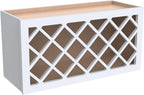 Solid Wood RTA Wine Bottle Rack Wall Cabinet with Lattice Panels - Wine Storage for Bar, Pantry, Cellar & Countertop - Mocha (White, 36'W 12'D 15'H)