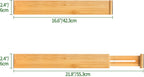 VaeFae 6-Pack Adjustable Bamboo Drawer Dividers, Expandable Drawer Organizer for Kitchen Utensils, Clothes, Bathroom, Office – Fits Drawer Interiors 16.6" to 21.8"