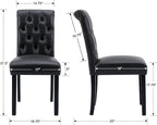 Faux Leather Dining Chairs Set of 8 Upholstered Dining Room Chairs Modern Tufted Accent Chairs Wooden Parsons Side Chairs for Home Kitchen Resturant, (Black)