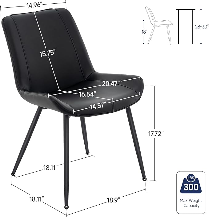 Brage Living Dining Chairs Set of 2, PU Leather Modern Armless Kitchen Dining...